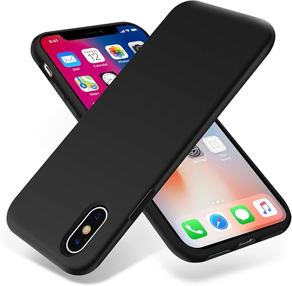 OTOFLY iPhone X用ケース シルキー&ソフトタッチシリーズ プレミアムソフトシリコンゴム フルボディ保護バンパーケース Apple iPhone X専用 ブラック