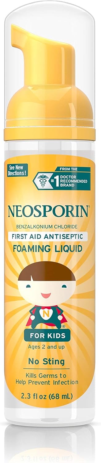 Neosporin First Aid Antiseptic Foam for Kids, 2.3 Fluid Ounces Pack of 2