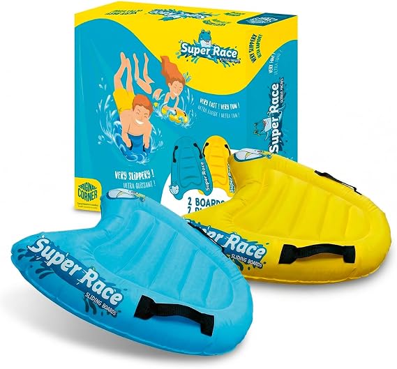 Super Race | Set of 2 Bodyboards for Kids | Special Inflatable Boards | For better Sliding and better Comfort - Slip'n Slide Water Games 100% Fun | OriginalCup