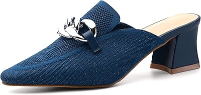 NEWBELLA Womens Pointed Toe Heeled Mules
