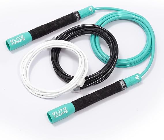 Elite Jumps Freestyle PVC Jump Rope Bundle - Premium Quality Adult Jump Ropes for Fitness - Lightweight Cardio Skipping Jump Rope for Exercise and Training - Unbreakable Grip Tape Handles