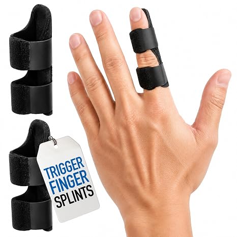 Trigger Finger Splint Finger Brace | Index Middle Ring Broken Pinky Fingers Splints | Arthritis & Tenosynovitis Pain Relief | Mallet Brace Straightener Immobilizer l Thumb Guard Protector | 2 PACK