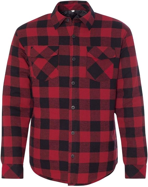 Burnside Adult Quilted Flannel Jacket L RED/ BLACK