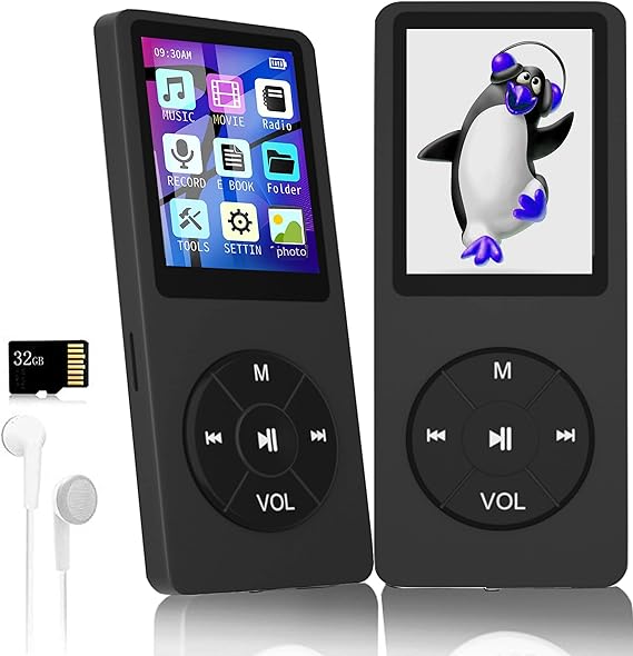 MP3 Player with 32GB TF Card,Built-in HD Speaker,Portable HiFi Music Player with Video/Voice Recorder/FM Radio/Photo Viewer/E-Book Player for Kids