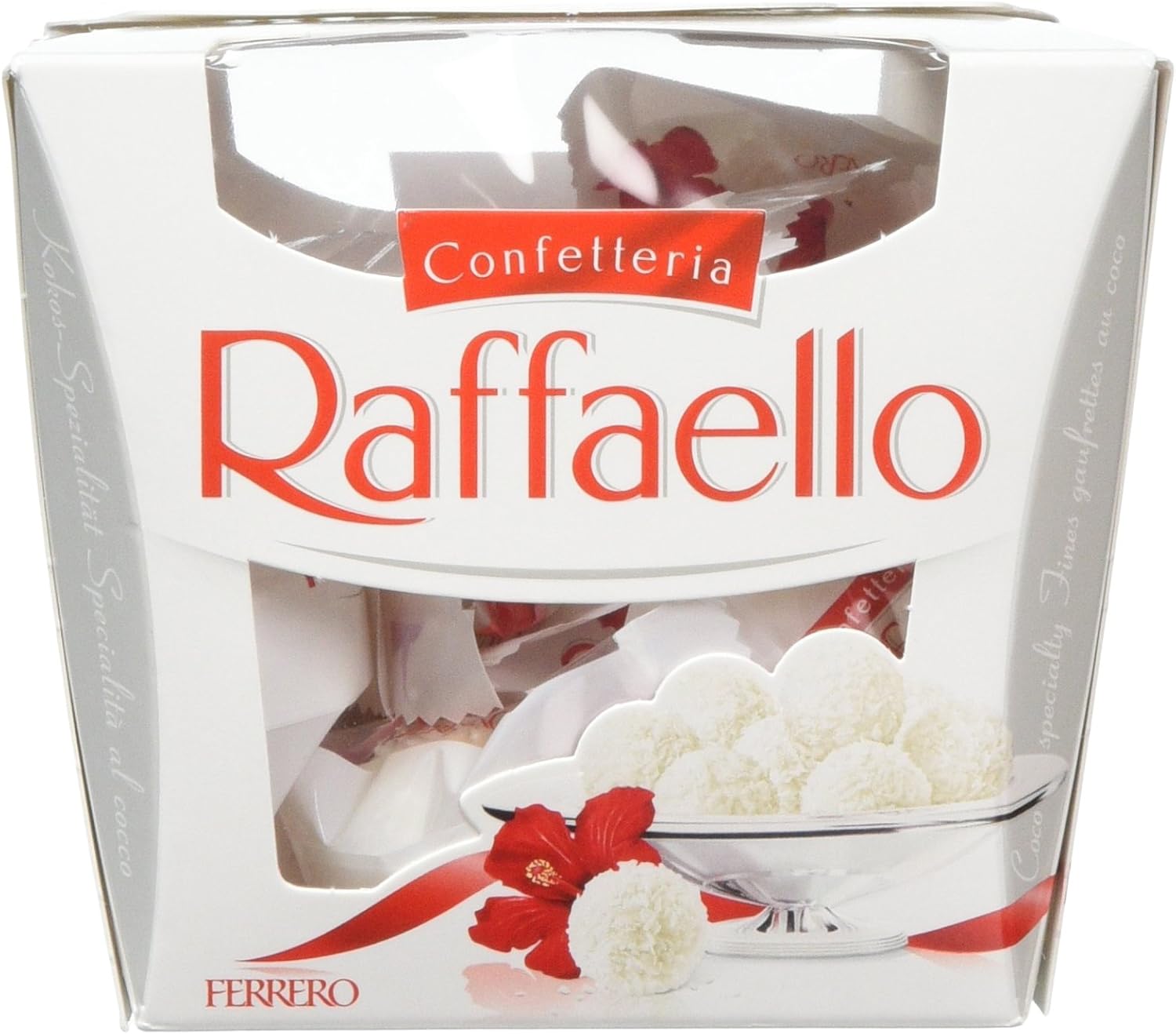 Ferrero Raffaello Pralines, Bulk Coconut and Almond Valentine's Day Gift Box, Coconut Speciality with Coconut Filling and a Whole Almond, Pack of 15 x 6 (90pcs)