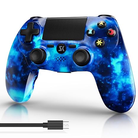 Wireless Controller for PS4, Controller for Sony PlayStation 4, Double Shock 6-Axis Motion Sensor, Sensitive Touch Pad, Built-in Speaker & Stereo Headphone Jack, Compatible with PlayStation 4/Pro/Slim