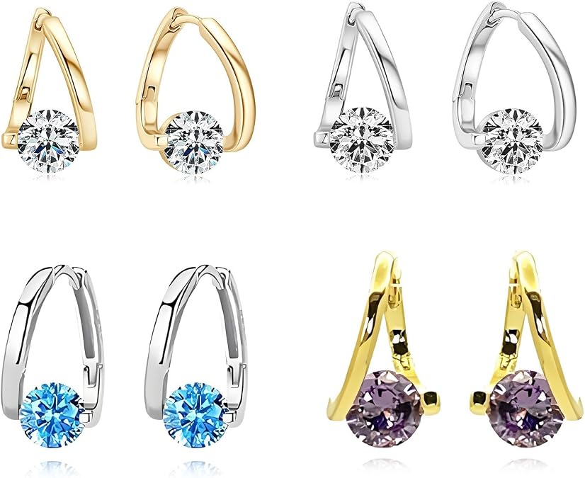 Lymphatic Earrings for Women Silver Zircon Hoop Huggie Earrings Dainty Fashion Jewelry Gifts