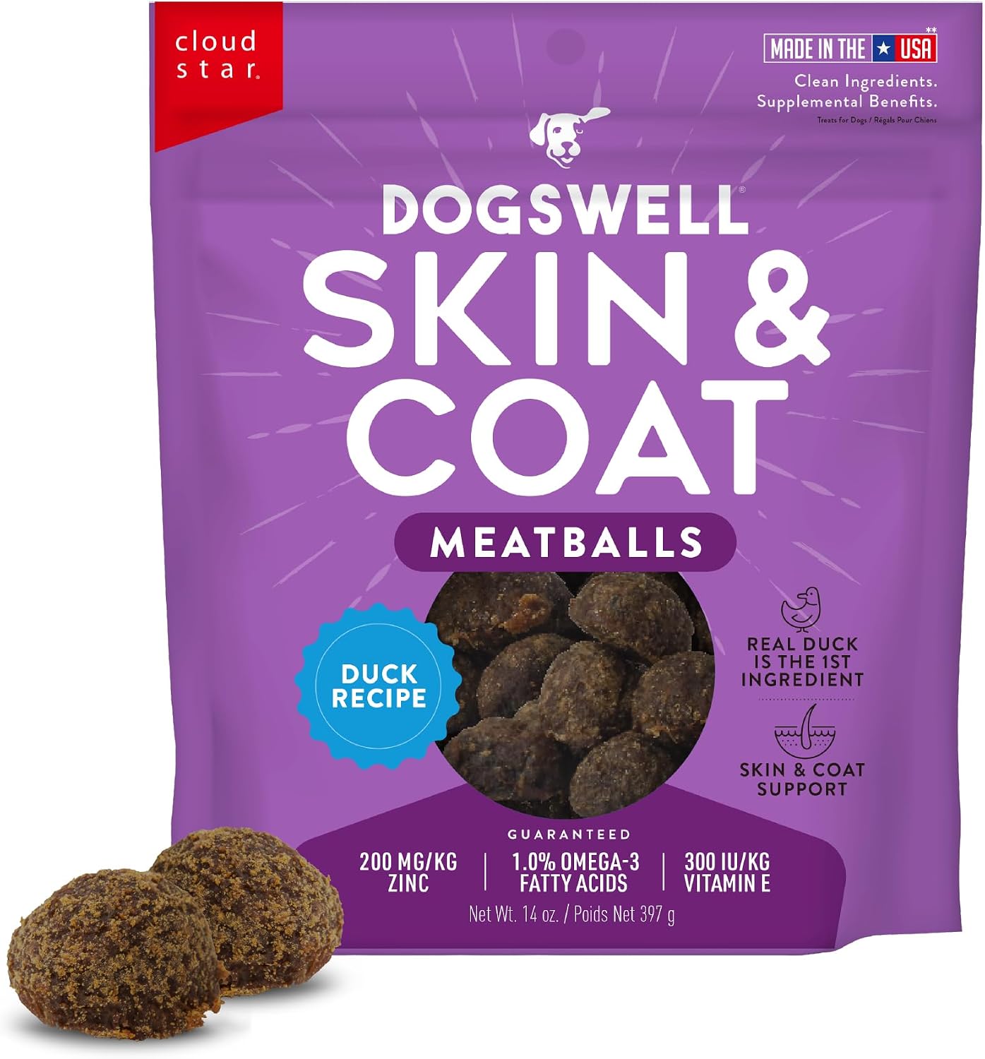 Dogswell Skin & Coat Duck Recipe Meatballs - 14 oz