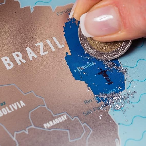 Deluxe Scratch Off World Map - Made From Premium Flexible Plastic - 31.5" x 23.6" - Rewritable Places Ive Been Travel Map - US States Outlined by 1DEA.me
