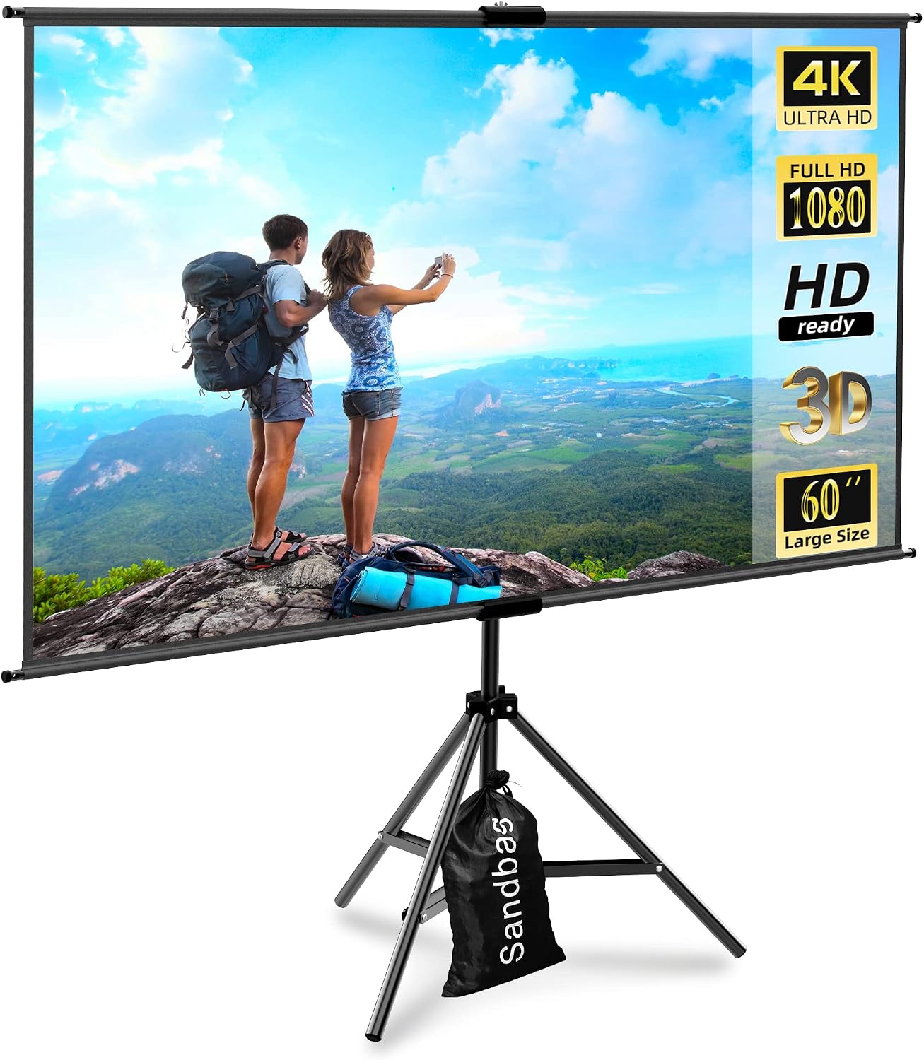 Small Portable Projector Screen Tripod Stand -lejiada Mobile Projection Screen, Lightweight Carry & Durable Easy Adjustablle for Schools Meeting Conference Indoor Outdoor Use, 60 Inch