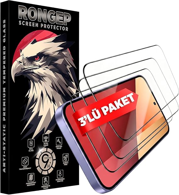 Rongep [3'lü Paket] Redmi Note 13 Pro 4G için Ekran Koruyucu 9H Sertlikte Anti-Static Temperli Cam Netlik ve Dokunmatiği Etkilemeyen Çizik ve Darbelere Karşı Redmi Note 13 Pro 4G Ekran Koruyucu