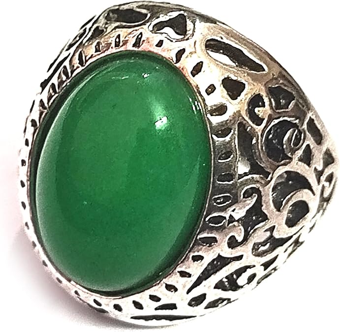 ASTROGHAR Natural Green Aventurine Crystal Antique Look Ring For Men And Women