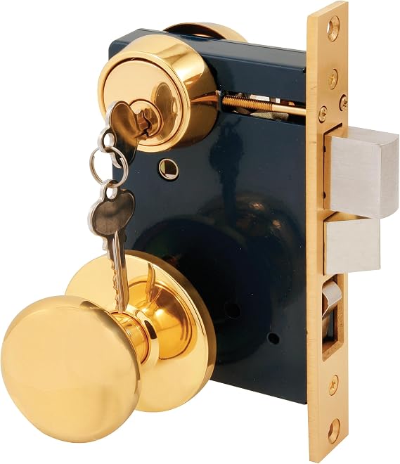 Prime-Line SE 27570 2-1/2 in. Backset, Entrance Mortise Lockset, Wrought Solid Brass, Left Handed (Single Pack)