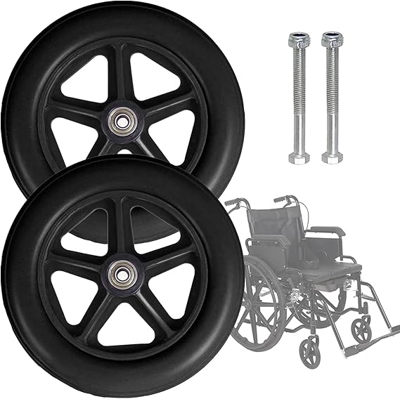 Wheelchair Caster Solid Wheels 2 Front Wheelchair Replacement Manual Universal Wheelchair Replacement Parts 6" 7" 8" with Bearings and Screws Easy Installation Anti-Slip Abrasion Resistant Wheelchair