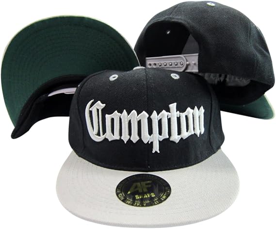 Compton California Old English Black/Grey Adjustable Snapback Hat/Cap