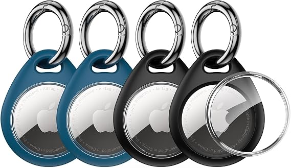 UNBREAKcable AirTag Holder for Apple - 4 Pack Air Tag Case with Keychain