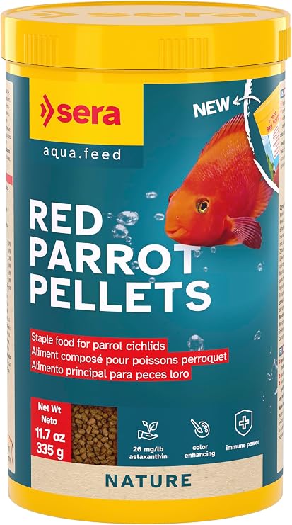 sera Red Parrot Pellets 11.7 oz | Color Enhancing Parrot Cichlid Fish Food