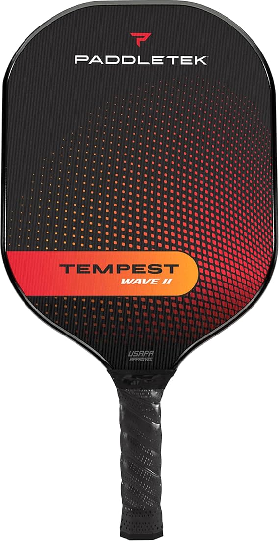 Paddletek Tempest Wave II Pickleball Paddle | Professional Pickleball Paddles with Honeycomb Core, Carbon Fiber Surface, Graphite PolyCore & High Tack Performance Grip | USAPA Approved