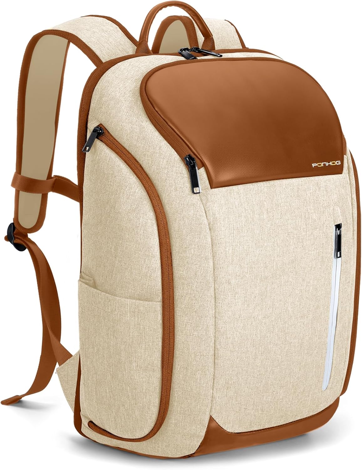 Laptop Backpack Women - 30L Large Capacity Anti-Theft Lightweight Business Rucksack with Multiple Pockets, Fits 17.3 Inch Laptop, Beige