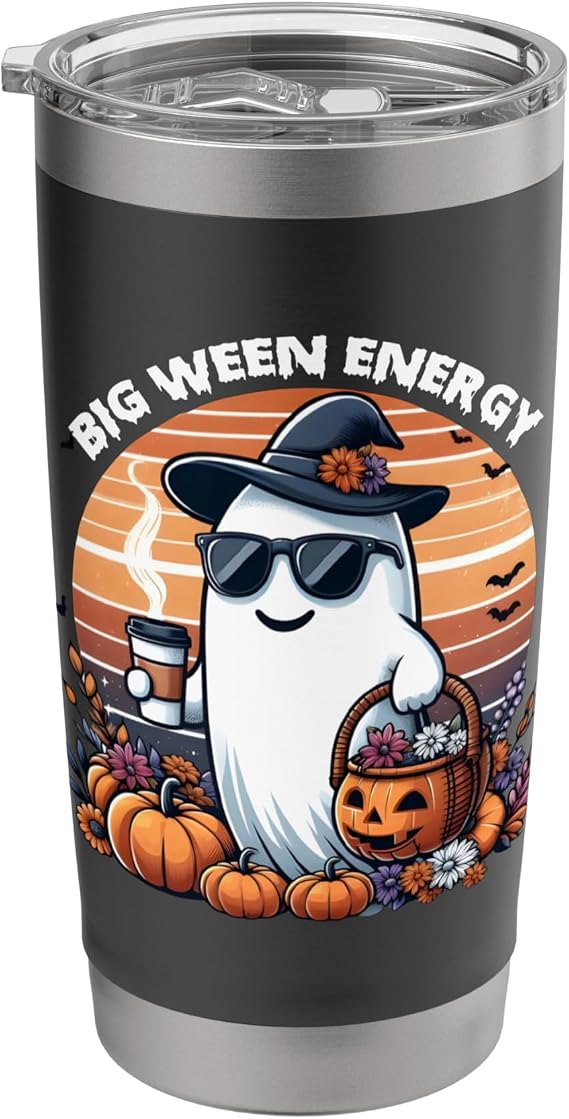 Big Ween Energy Funny Ghost Drink Pumpkin Spice Latte Coffee Stainless Steel Insulated Tumbler