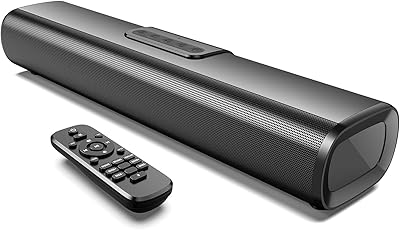 Sound Bar for TV, 50Watts-16 Inches Small Bluetooth Sound Bar with HDMIARC, Optical, AUX and USB Inputs, Wall Mountable TV Soundbar with Remote Control and Surround Sound for Smart TV, PC, Gaming