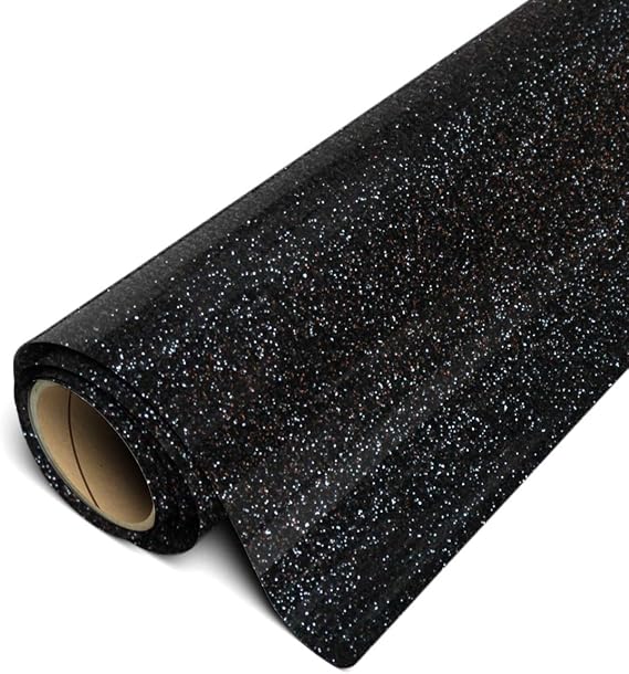 Siser Glitter HTV 11.8"x5ft Roll - Iron on Heat Transfer Vinyl (Black)