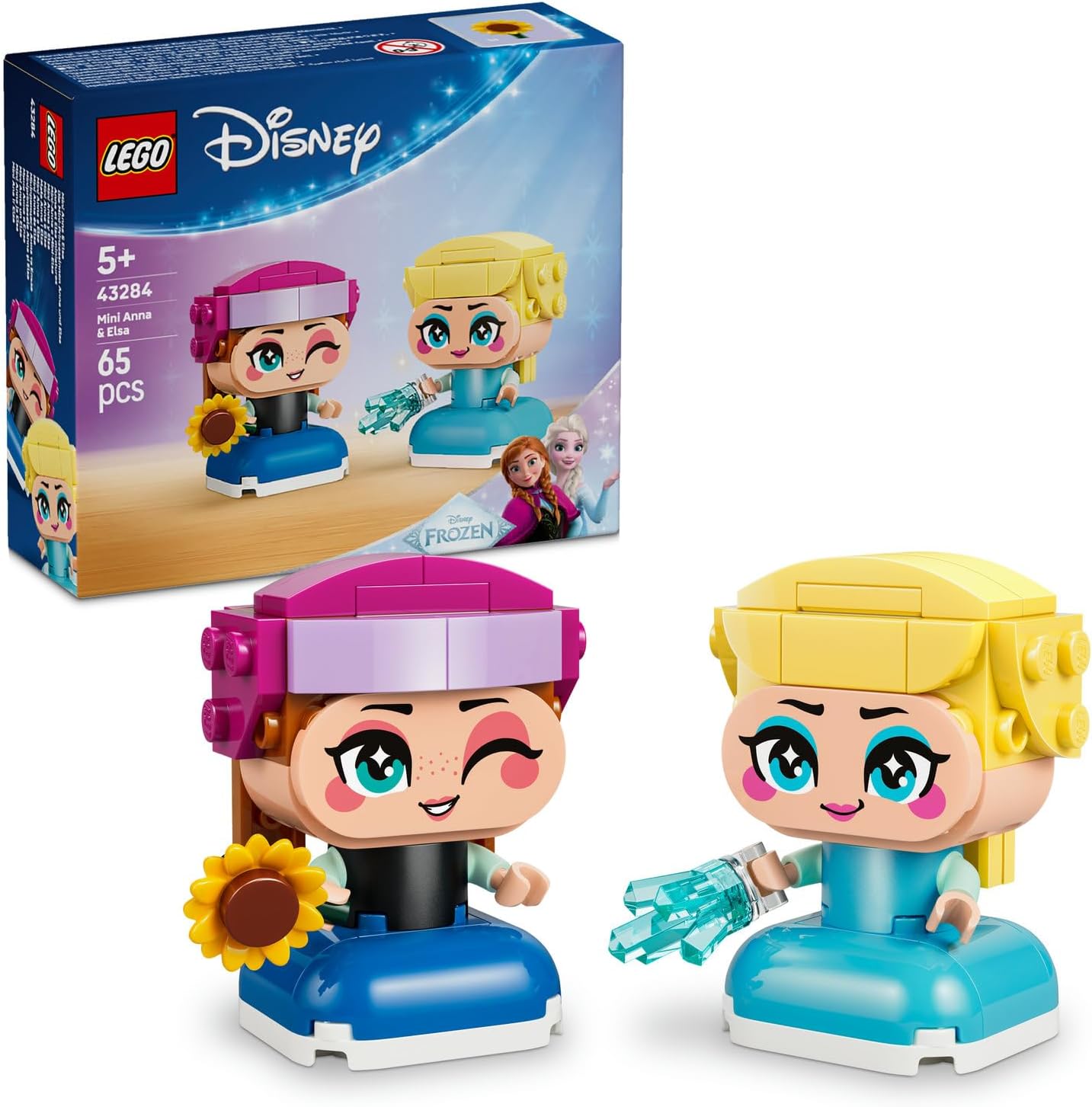 LEGO Disney Princess Karlar Ülkesi Mini Anna ve Elsa 43284 – 5 Yaş ve Üzeri Çocuklar için Küçük Elsa ve Anna Karakterleri ile Aksesuarlarını İçeren Yaratıcı Oyuncak Yapım Seti, Hediye Fikri 65 Parça