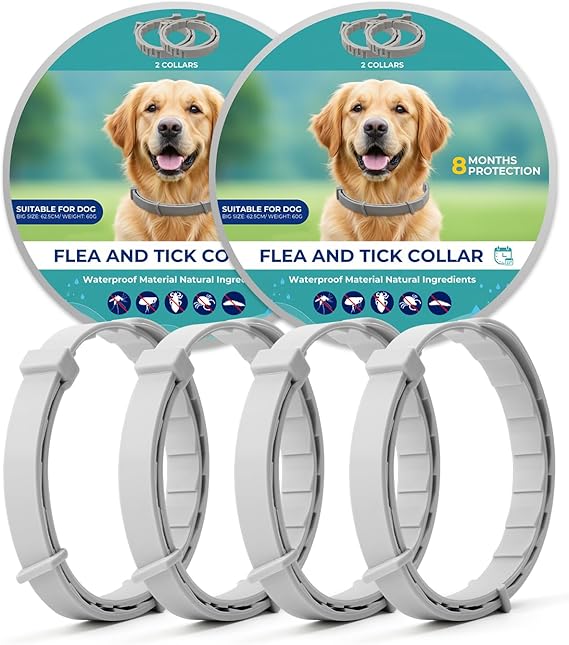 4 Pack Flea Collar for Small Dogs, Tick Collars for Puppy, Small Dog Flea Collar Under 18 lbs, 8 Months Protection