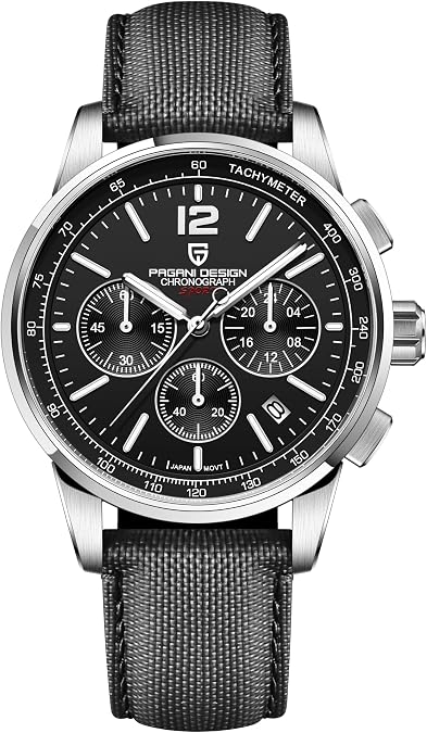 HaiQin Pagani Design Men Wristwatches VK63 Quartz Movement Chronograph Synthetic Sapphire 100M Waterproof Business Analog Watch