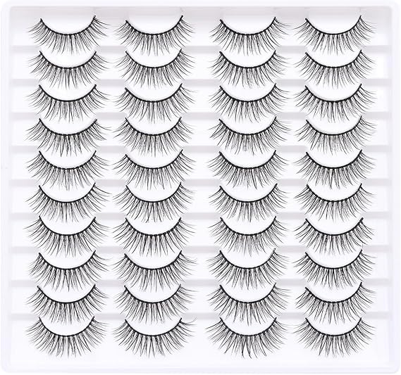 False Eyelashes 20 Pairs Lashes Faux Mink Lashes 14mm 3D Fluffy Eye Lashes（20-061)