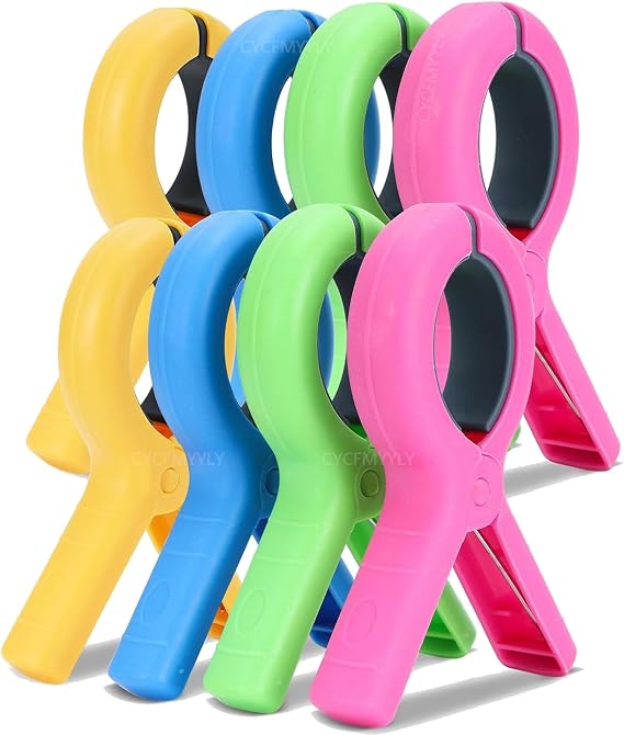 8 PCS Large Beach Towel Clips, Colorful Towel Clips for Sun Loungers Towel Pegs for Sun Lounger for Sun Lounger Washing Line Laundry Pool Chairs Sunbeds, 4 Colors