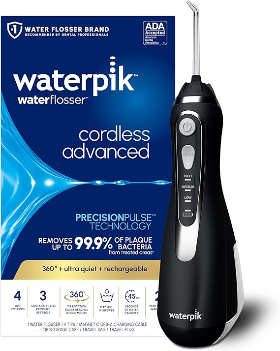 Waterpik Cordless Advanced Water Flosser, Brilliant Black