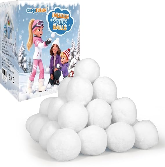 Fake Snowballs Indoor Snowball Fight Set, 100 Pack 2 Inch | Soft Plush Snowballs, Storage Bag Included, for Kids & Adults, Reusable, Fun Party Christmas Activities