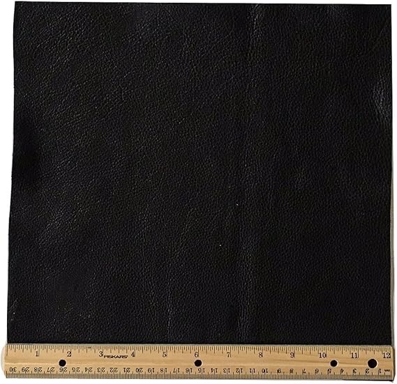 Upholstery Leather Piece Black Cowhide Light Weight 12" x 12" 1 SF