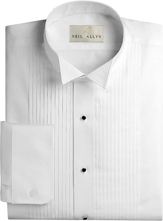 Men's Wing Collar 1/4" Pleats Formal Tuxedo Shirt