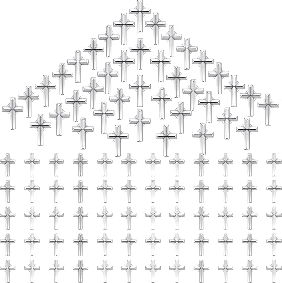100 Pcs Cross Pins Bulk Metal Golden Silver Religious Christian Cross Brooch Pins Set Religious Enamel for Christian Chaplain Gifts Funeral Church Prayer Activities (Silver)
