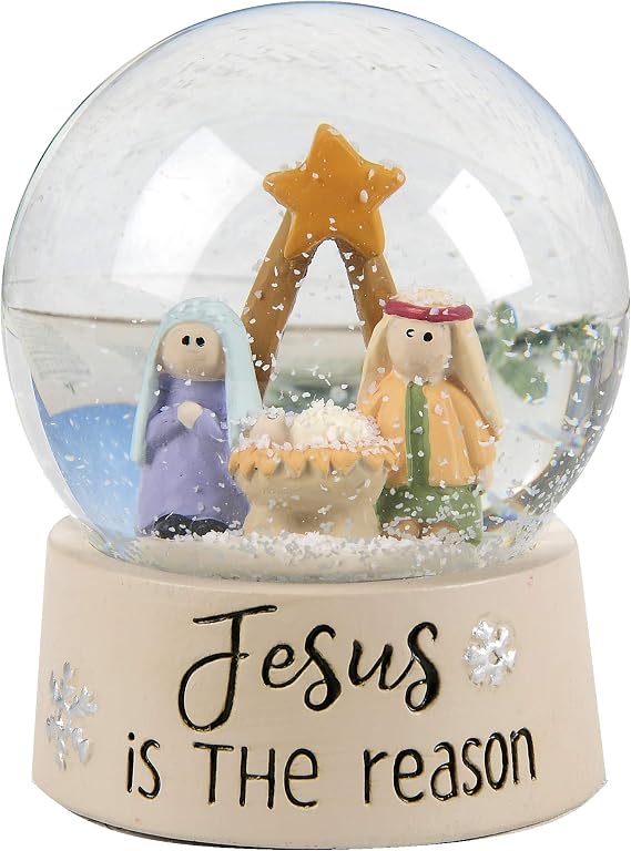 Blossom Bucket 208-12891 Jesus is The Reason Snow Globe with Holy Family, Small, Light Colored