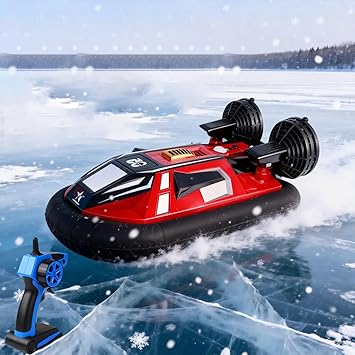 Remote Control Boat Hovercraft for 14Y+ Beginners RC Amphibious Watercraft 15km/h Dual Motors Walking on Ice-Land Pools Lakes 4WD Full Functions RC Sail 34CM