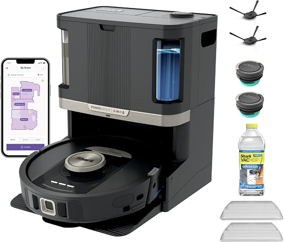 Shark PowerDetect NeverTouch Pro Robot Vacuum & Mop, Black,AV2800ZEBK