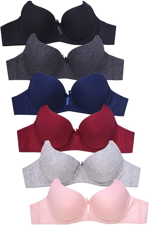 DailyWear Womens Plain Lace Bras (Pack of 6) - Various Styles (4207P, 38B)