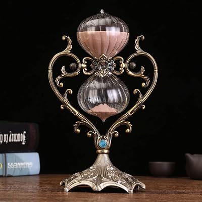 30 Minute Sand Timer, Glass Hourglass, Large Brass Hour Glass Sandglass for Gifts, Wedding, Home, Desk, Office Decor