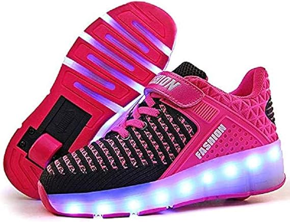 7 Colors LED Rechargeable Kids Roller Skate Shoes with Single Wheel Shoes Sport Sneaker