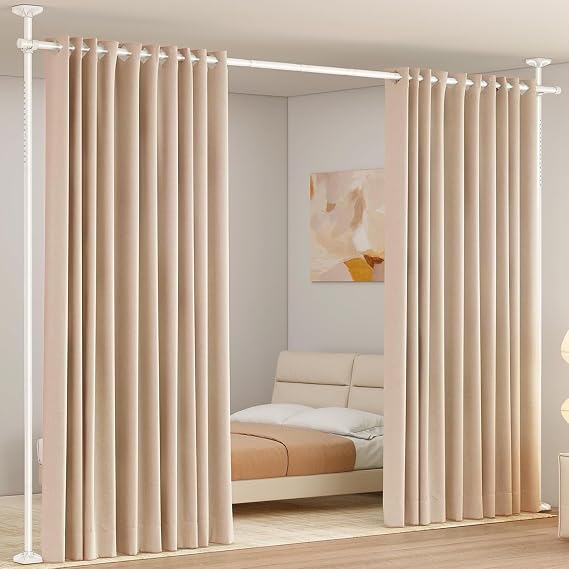 WELDUN Room Divider Curtain Rods, No Drill Damage Free Stand Curtain Rods,