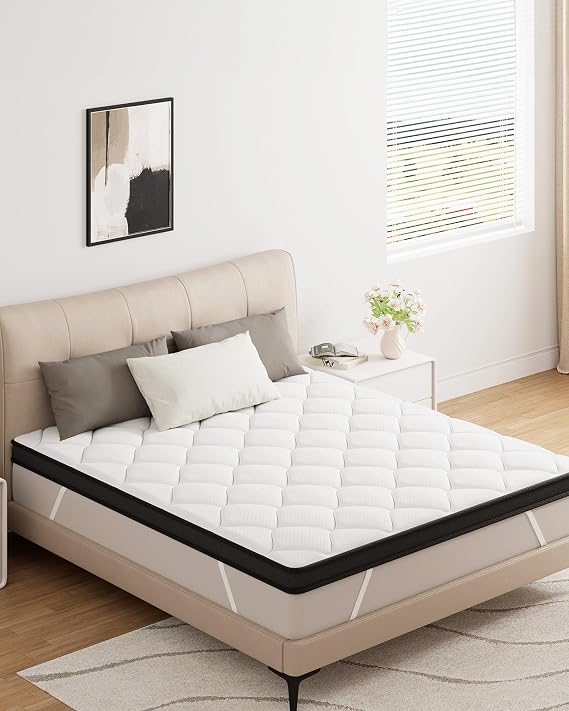 Memory Foam Mattress Topper - 3 inch Queen Size, Cooling Gel for Back Pain Relief & Pressure Support, Medium Firm Toppers, Fiberglass-Free, CertiPUR-US Certified
