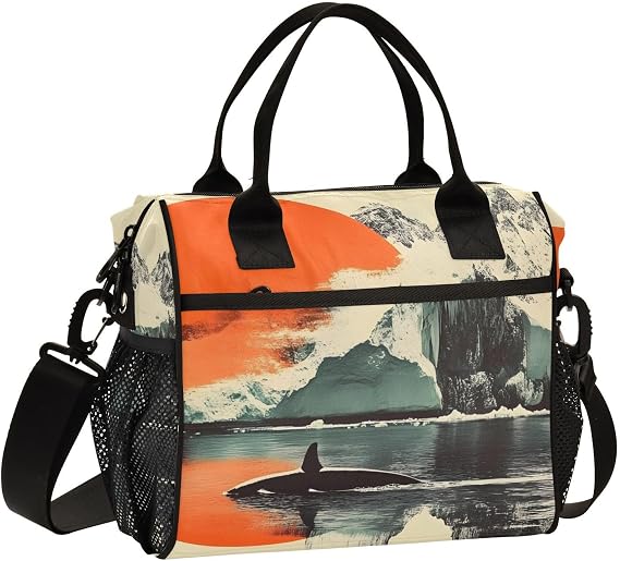 Insulated Lunch Bag-Ice Mountain 16 Can with Adjustable Strap, Aluminum Foil Interior Thermal Meal Tote for Work Travel Outdoor-Medium