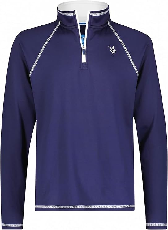 White Water Life New Harbor Mens 1/4 Zip Pullover Ultra-Soft Brushed Stretch Performance Long Sleeve Golf Shirt Men- XXL- Navy