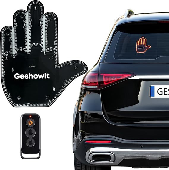 Car Finger Light with Remote - Give The Bird & Wave & Love to Drivers