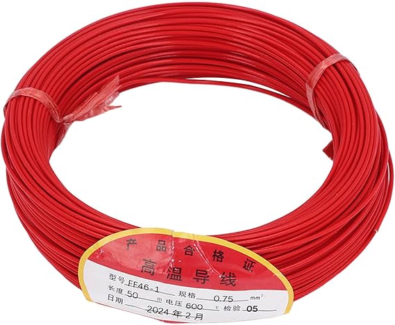Induction Loop Cable, 50m Vehicle Detection Coil, 0.75mm² 19- Tinned Copper Wire, 600V PTFE Insulated Cable for Parking Barrier Systems, Traffic Loop