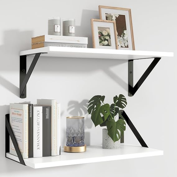 Feihorrm Shelves for Wall Set of 2, Wall Shelves, White Shelves, 40 x 20 cm