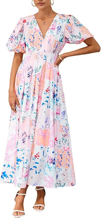 Maxigerui Women's Summer Floral Maxi Dress Spring Wedding Guest Dress 2026